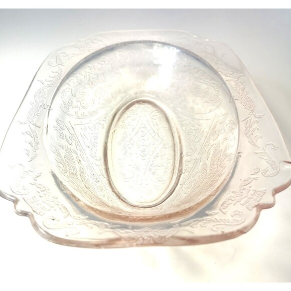 Pink Depression Glass Serving Dish  JEANETTE ADAM Pattern 1930s Small Chip - Picture 2 of 10